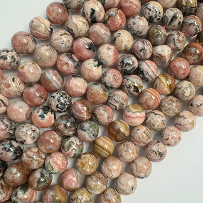 Dendritic Rhodochrosite Polished Round Beads image 8