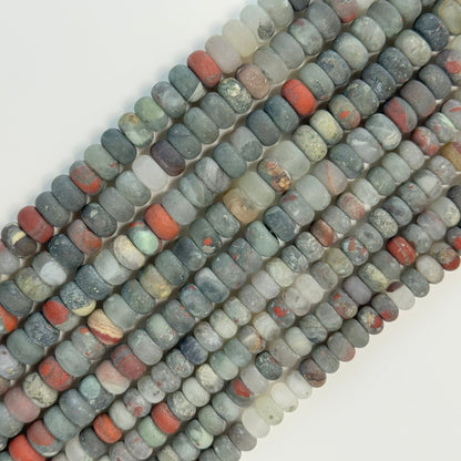 African Bloodstone Frosted Rondelle Beads image 1
