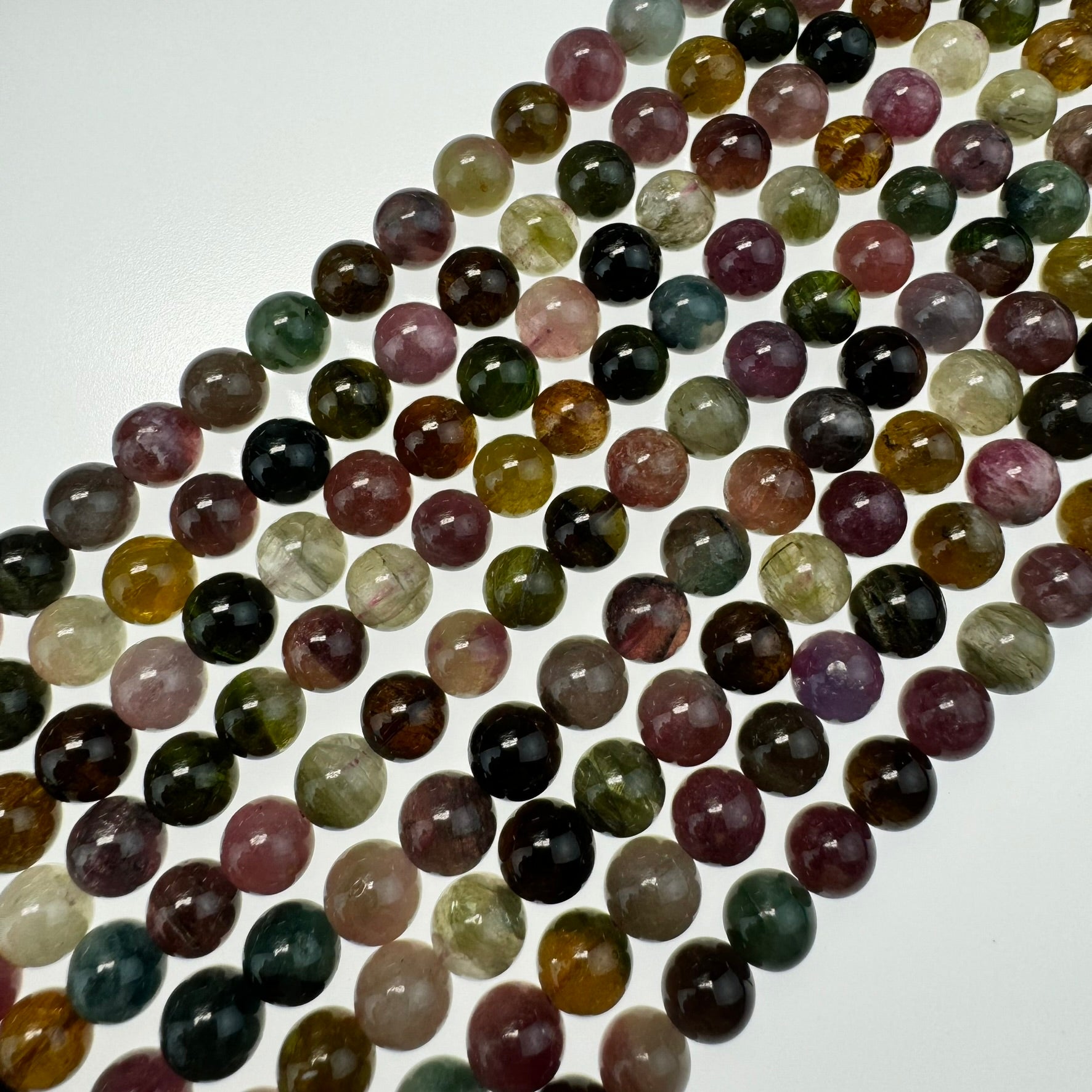 Tourmaline Polished Round Beads  - A Quality image 0