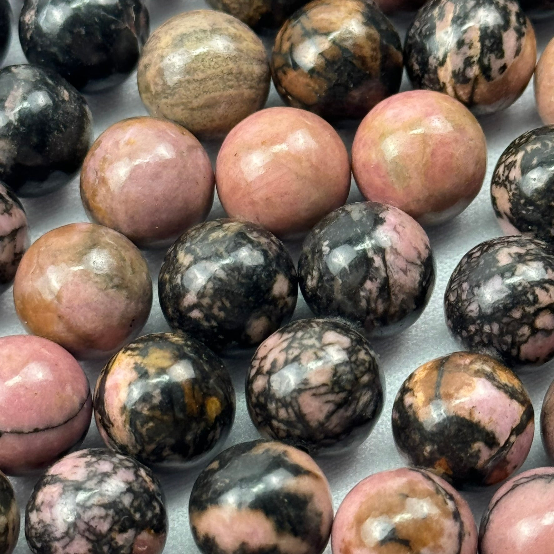 Dendritic Rhodonite Polished Round Beads image 7