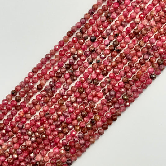 Rhodonite Faceted Round Beads - (AA Quality)