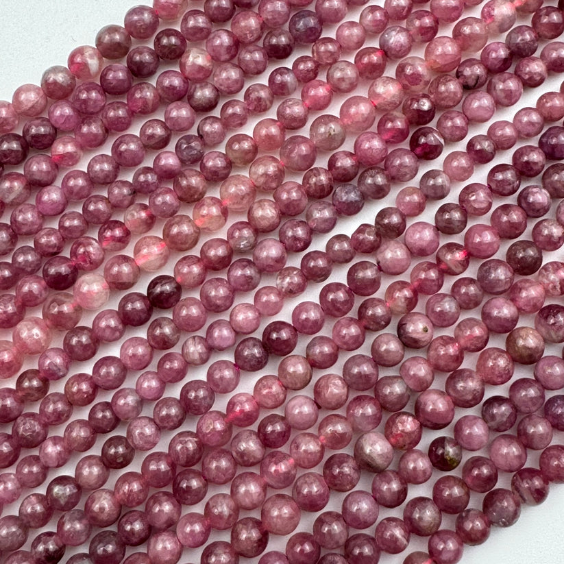 pink tourmaline beaded gemstne round shape polished