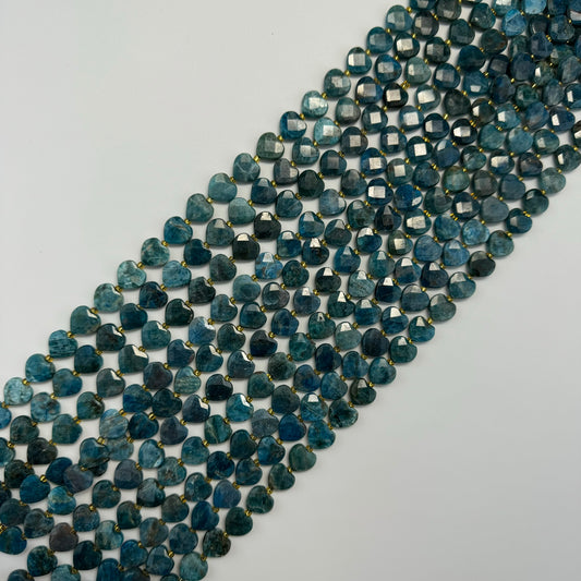 Blue Apatite Faceted Heart Shaped Beads
