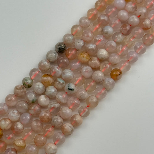 Green Sakura Agate Polished Round Beads image 0