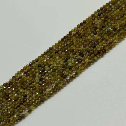 Faceted Green Garnet Beads - Round Shape