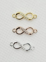 16mm Figure 8 Connector with Cubic Zirconia | 925 Sterling Silver | (3 colours) image 2