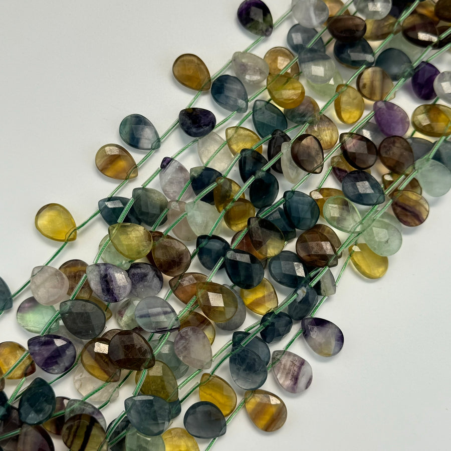 Multicolor Flurite Faceted Pear Shape Beads image 0