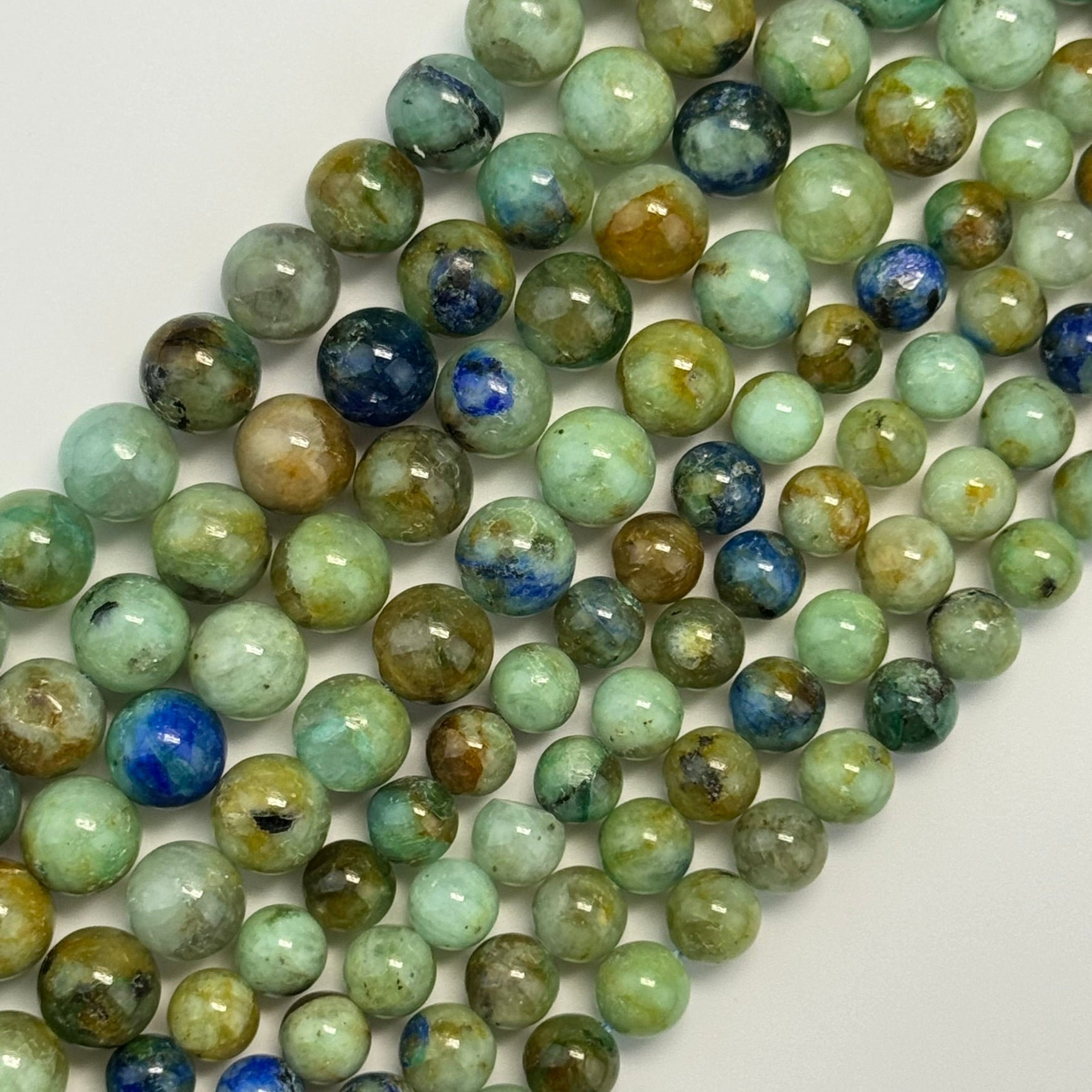 Azurite and Chrysocolla Polished Round Beads  - A Quality image 0