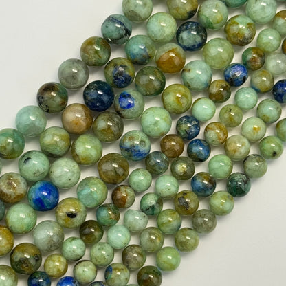 Azurite and Chrysocolla Polished Round Beads  - A Quality image 0