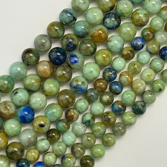 Azurite and Chrysocolla Polished Round Beads  - A Quality image 0