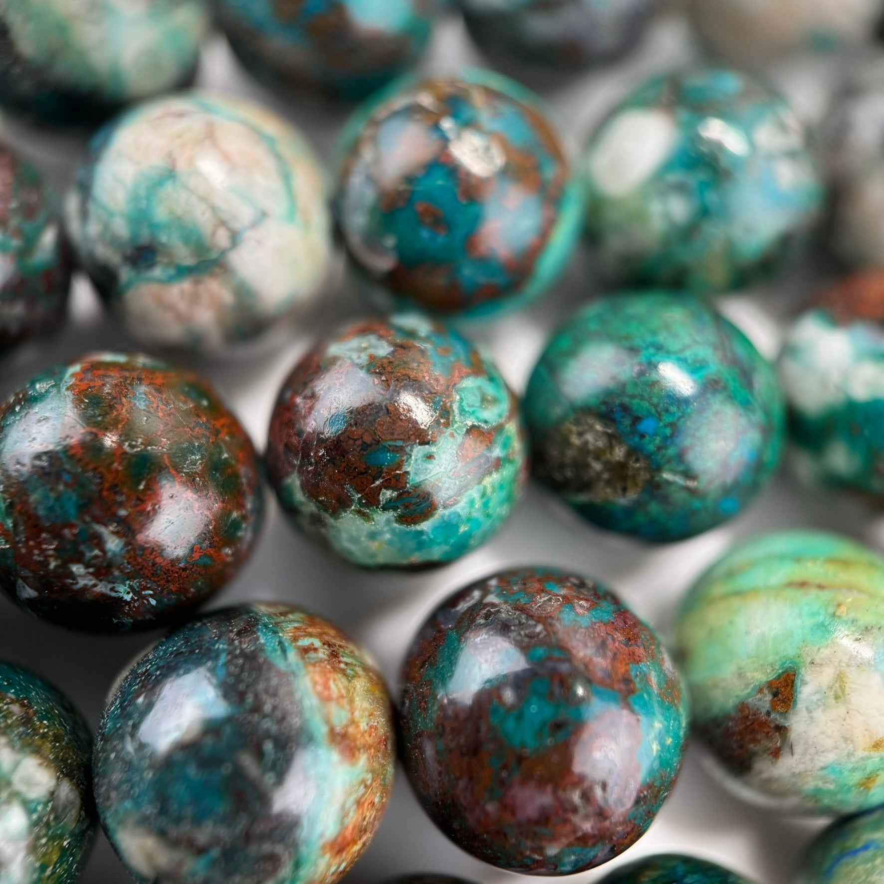 Green Chrysocolla Polished Round Beads image 2