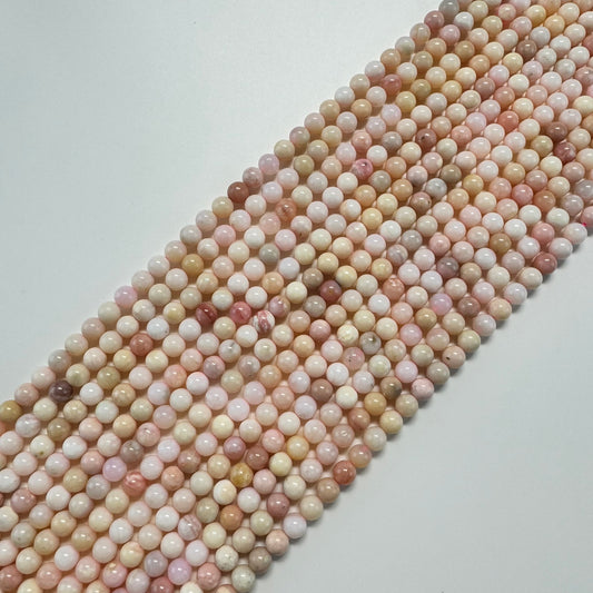 Pink Opal Polished Round Beads - (AA Quality)