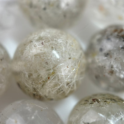 White Rutilated Quartz Polished  Round Beads image 1
