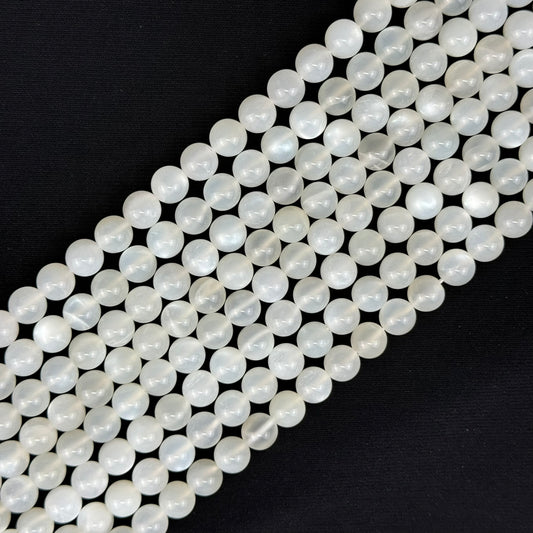 Moonstone White Polished Round Beads - (AA Quality)