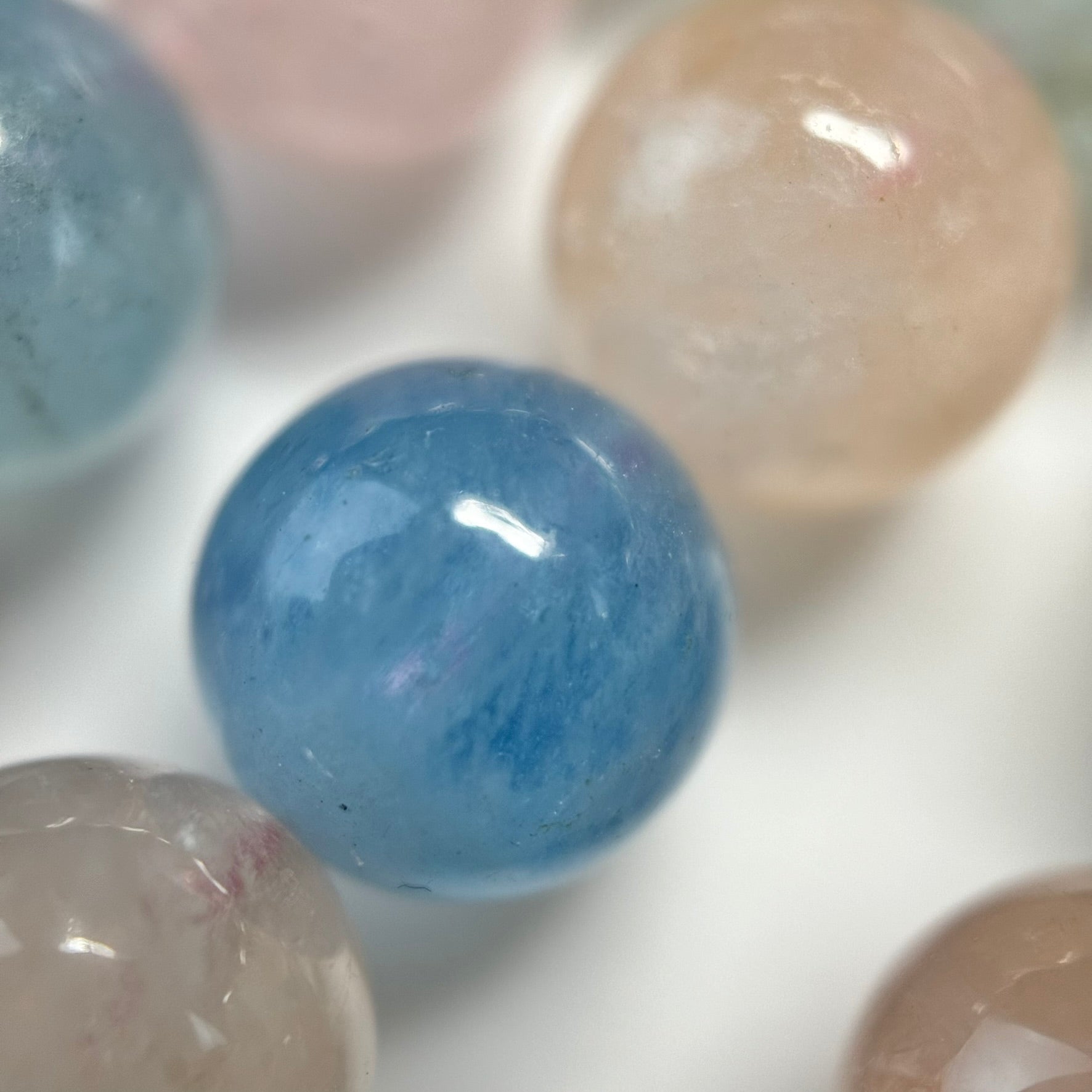 Aquamarine Morganite AA Polished Round Beads image 7