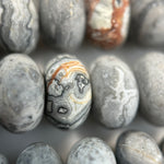 Grey Crazy Lace Agate  Frosted Rondelle Bead image 5