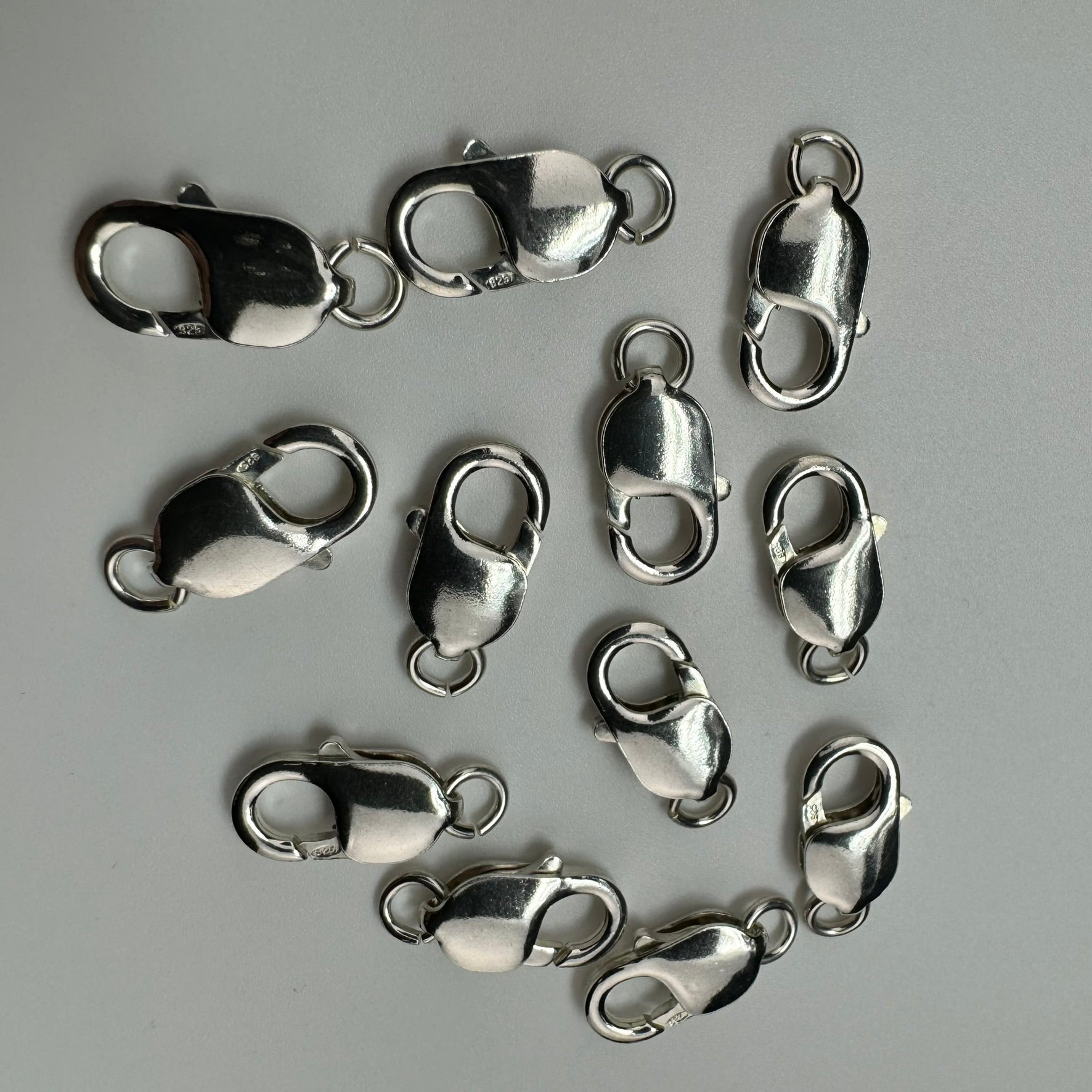 925 Sterling Silver Oblong Lobster Clasp Open Jump Ring 18mm - (Each) image 3