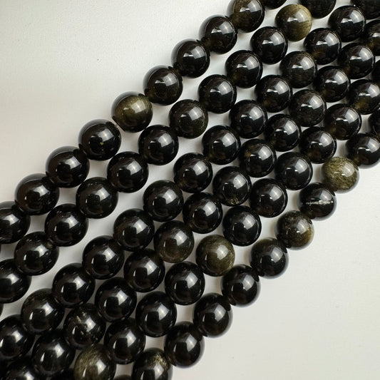 Gold Sheen Obsidian Polished  Round Beads image 0
