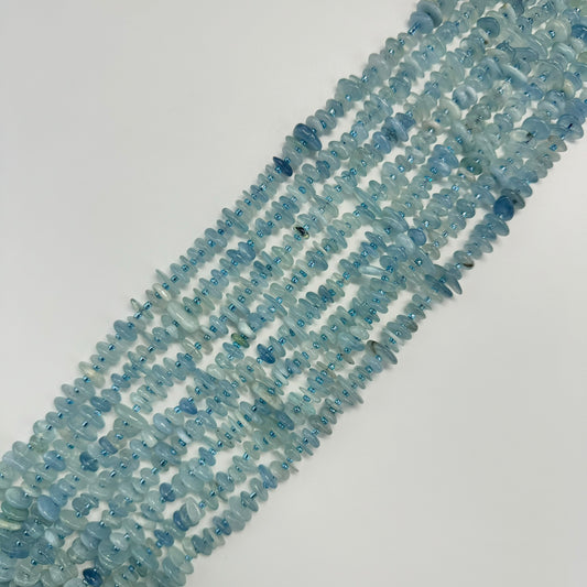 Aquamarine Polished Round Blade Beads - (AA Quality)