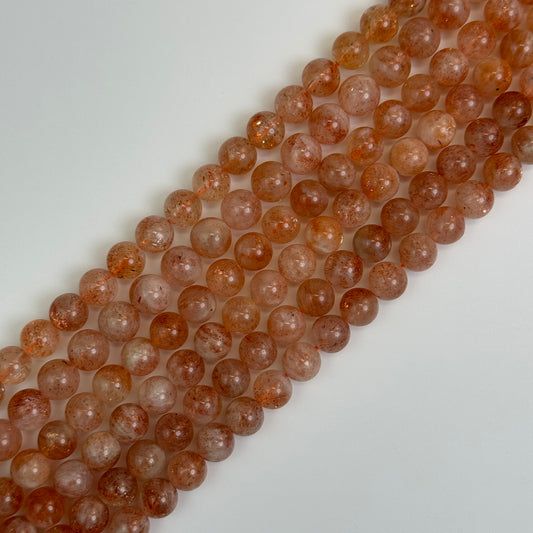 Sunstone Polished Round Beads - (AAA Quality)