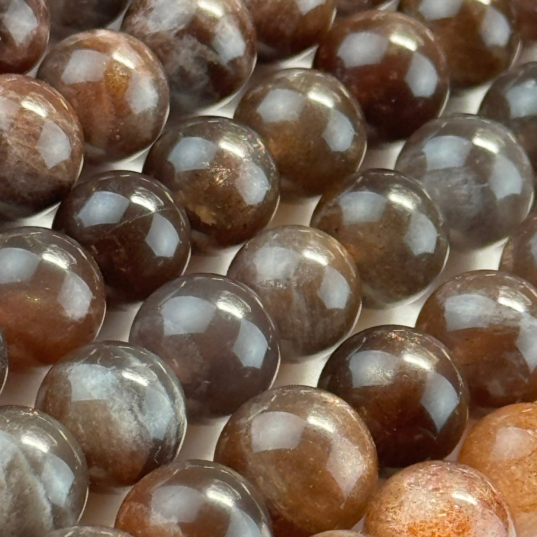 Chocolate Sunstone Polished Round Beads image 2