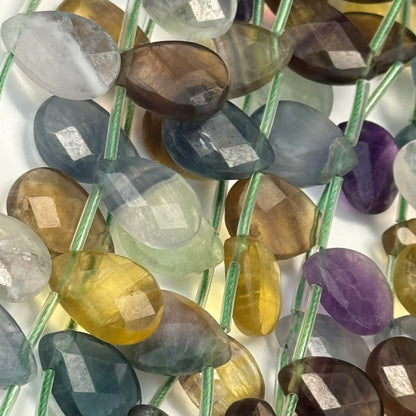 Multicolor Flurite Faceted Pear Shape Beads image 3