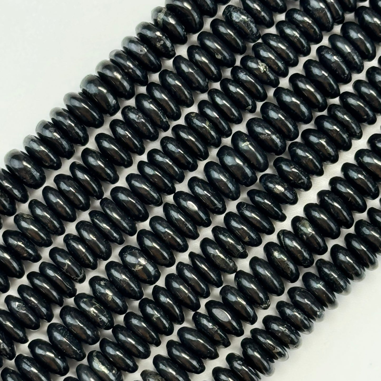 Shungite Rondelle Polished Beads image 0