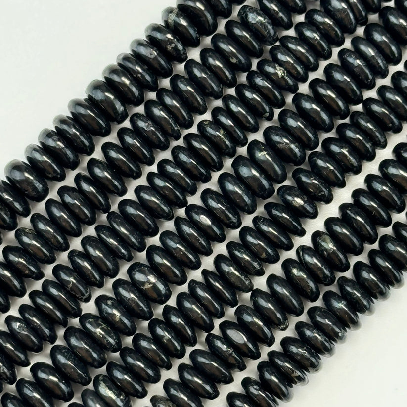 Shungite Rondelle Polished Beads - Elegant Black Shungite Beads for Jewelry Making