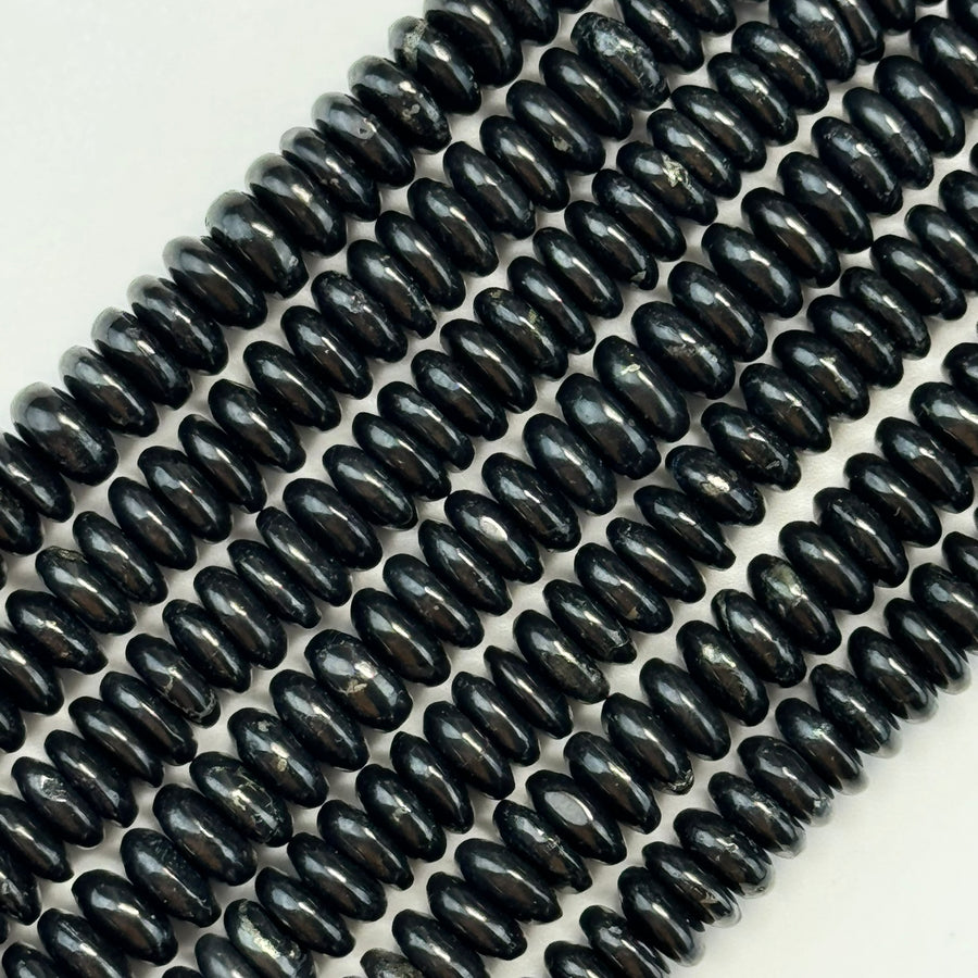 Shungite Rondelle Polished Beads image 0