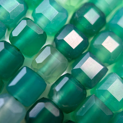 Green Dyed Chalcedony Square Beads image 2