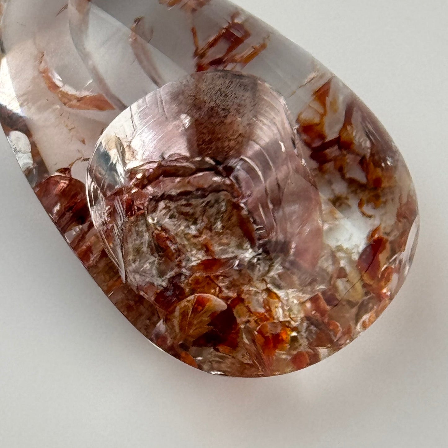Quartz Cabochon with Amazing Lepidocrocite Inclusion Mirror-Like Inclusion image 2