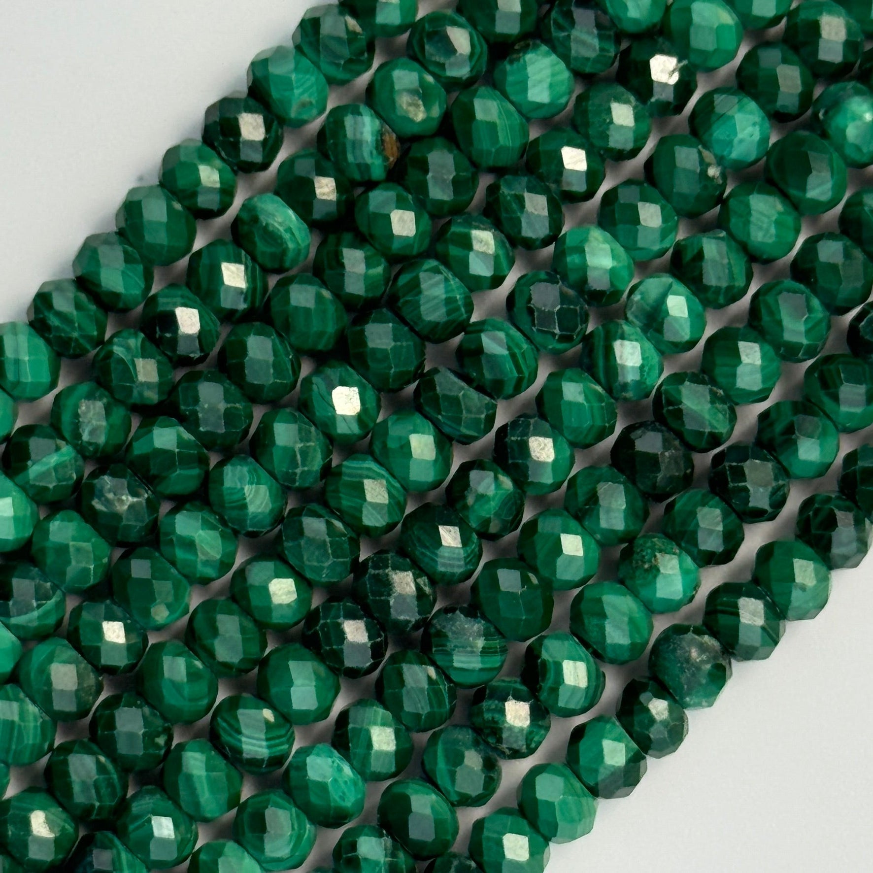 Malachite Faceted Rondelle Beads image 1