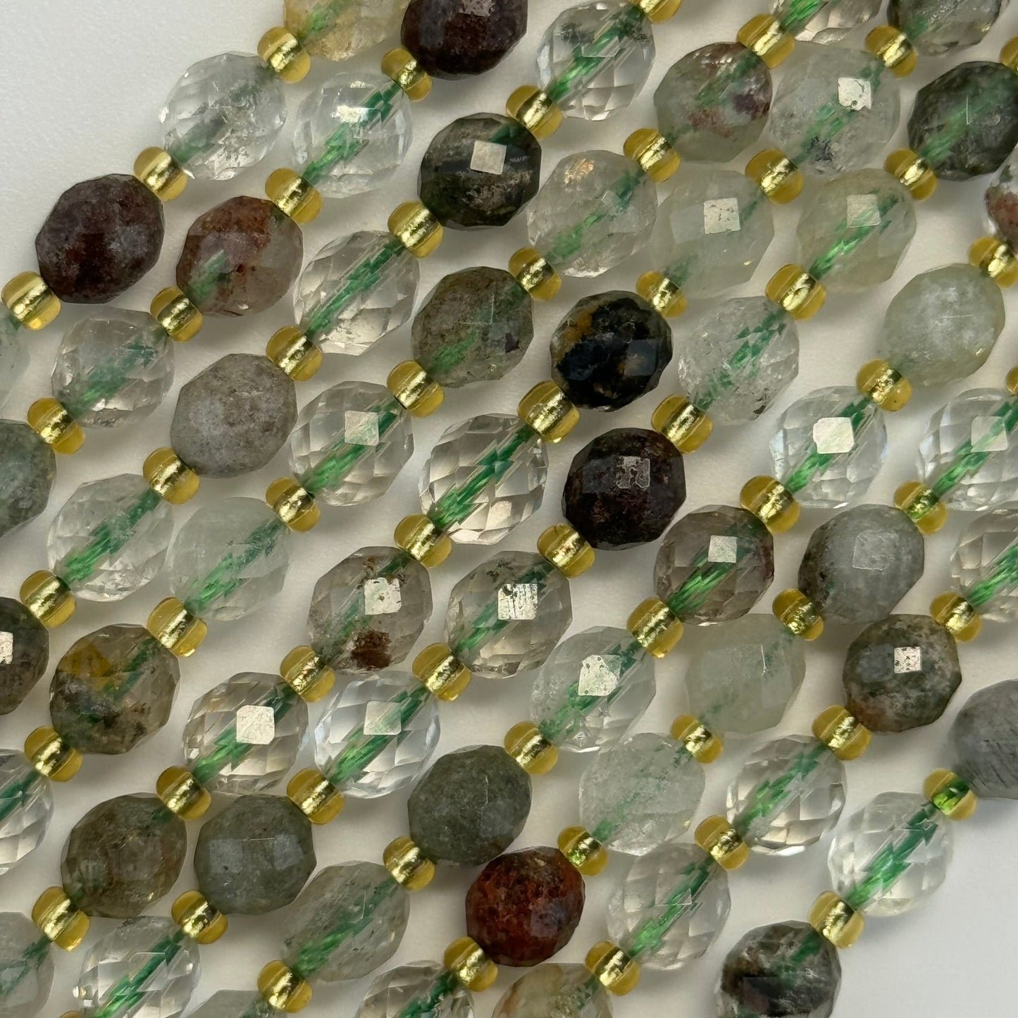 Lodalite (Chlorite) Faceted Barrel 8 Beads image 2