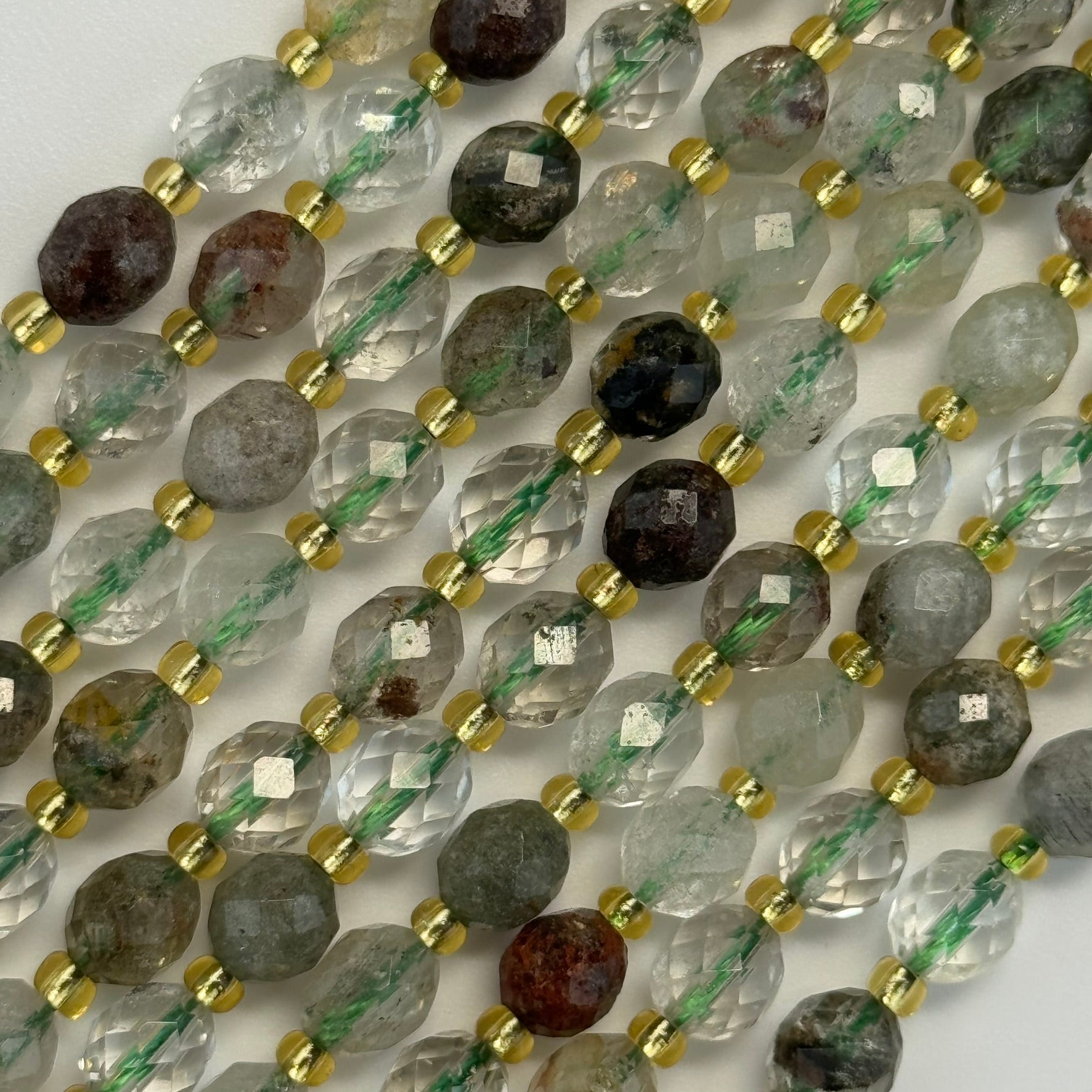 Lodalite (Chlorite) Faceted Barrel 8 Beads image 2