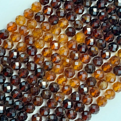 Hessonite Garnet Faceted Round Beads (Color B) image 1
