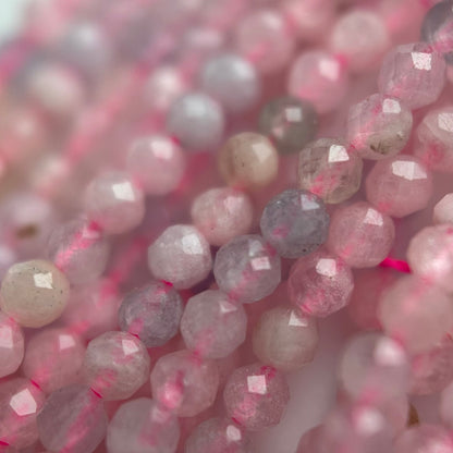 Aquamarine Morganite Faceted Round Beads - (AA Quality)
