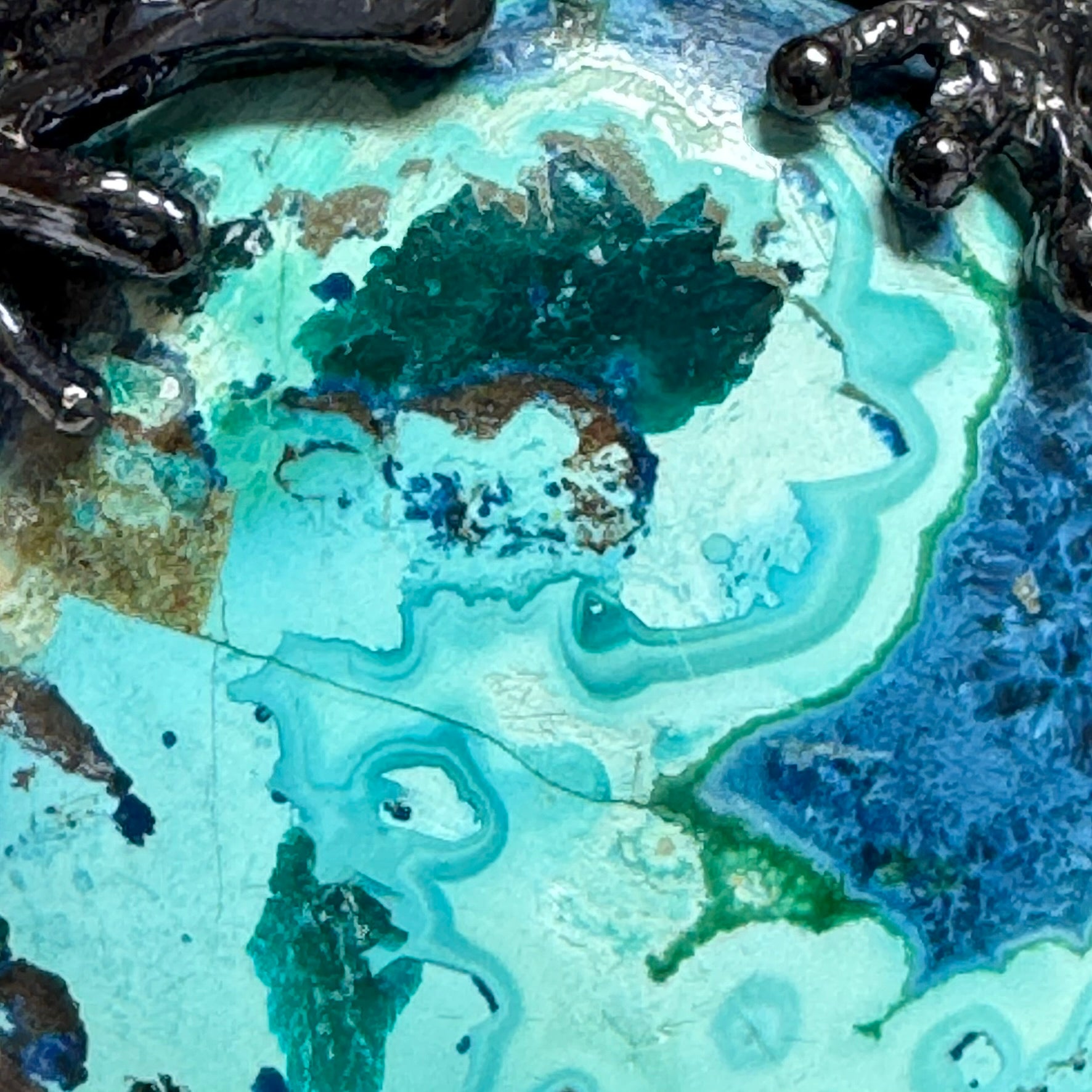 Shattuckite Pendant with Diopside Emeralds in Black Rhodium Plating image 8