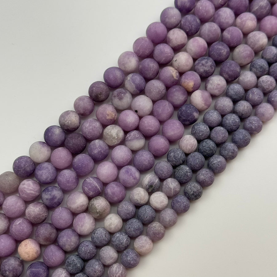 Lepidolite Frosted Round Beads image 0