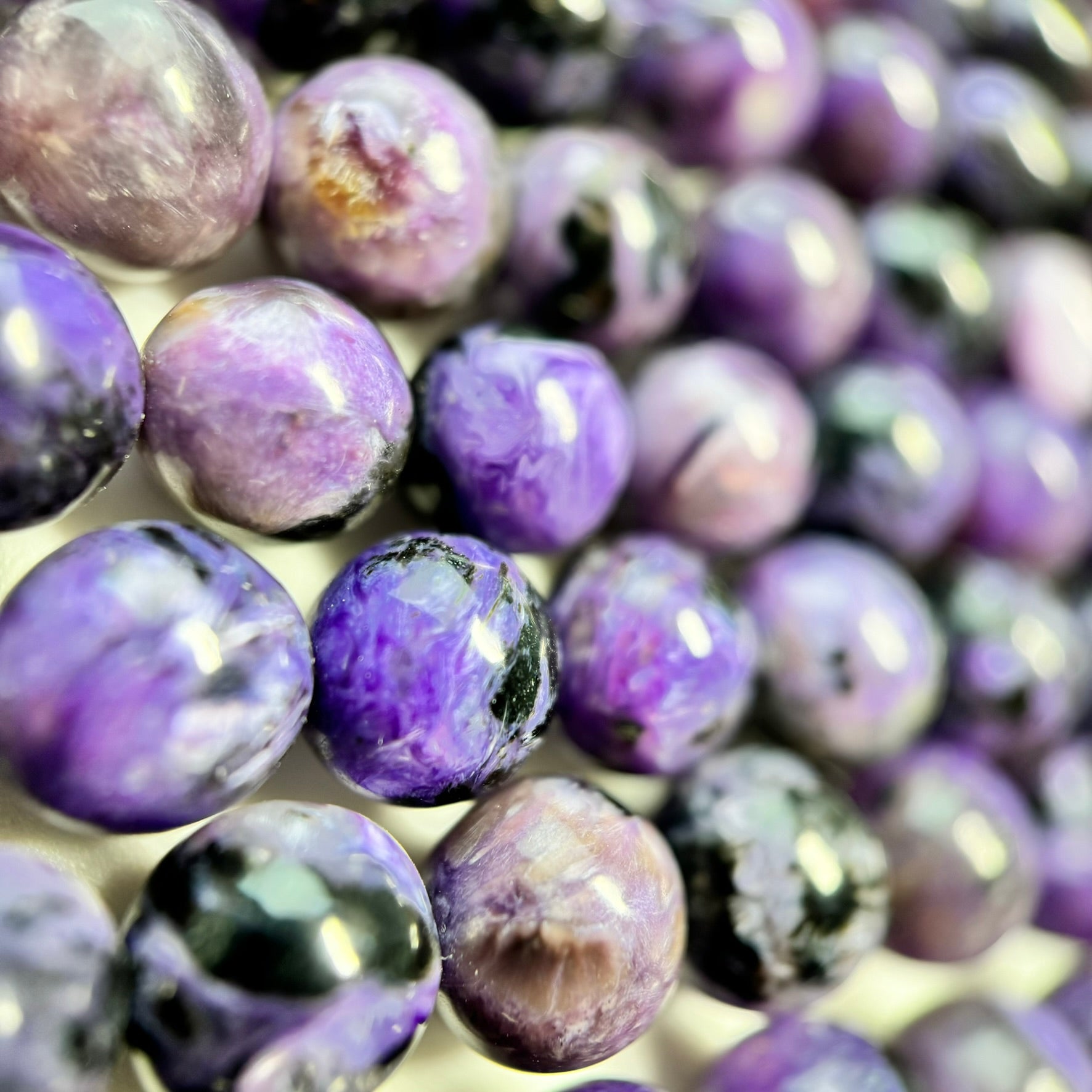 Dark Charoite Polished Round Beads image 1