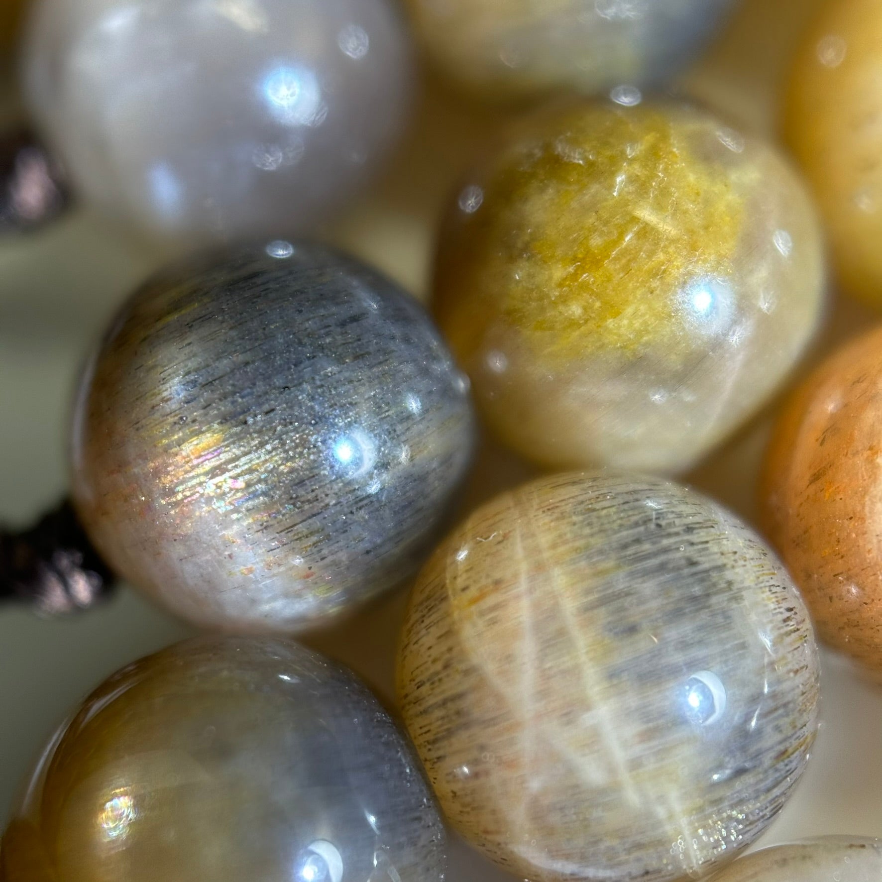 Sunstone & Moonstone Chocolate Polished Round Beads image 2