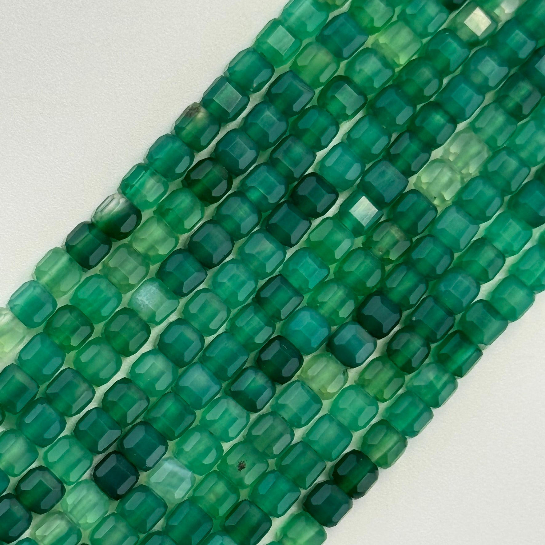 Green Dyed Chalcedony Square Beads image 0