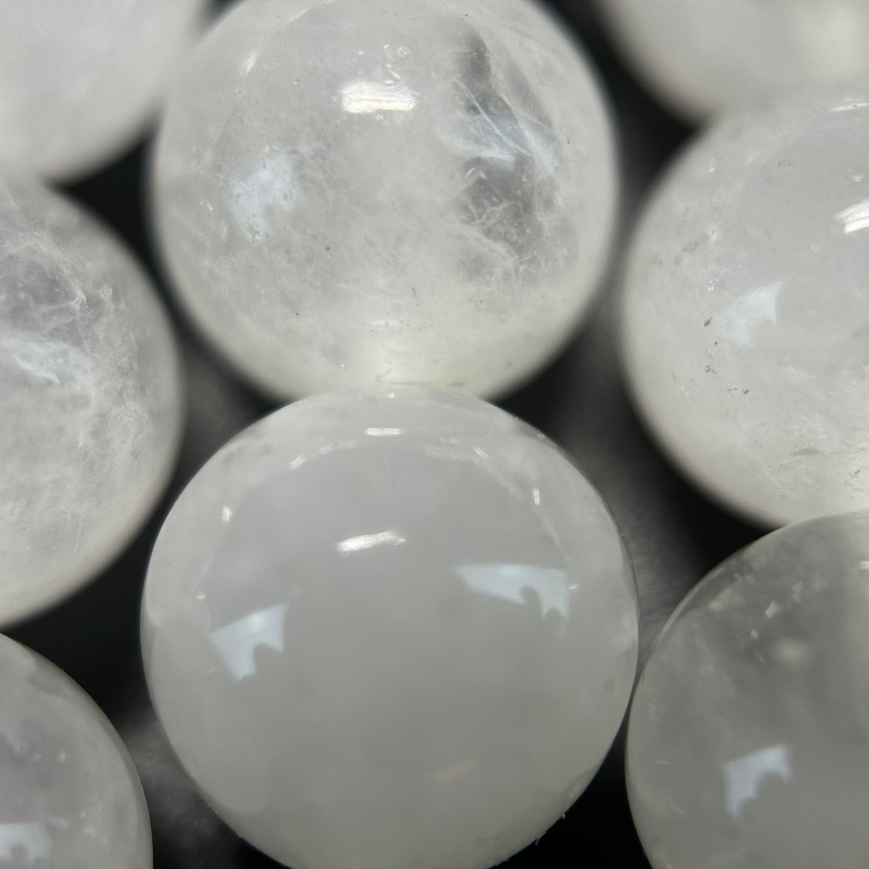 Snow Quartz Polished Round Beads image 1