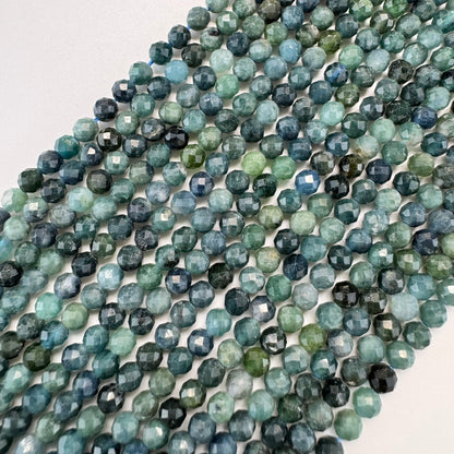 Blue Tourmaline Faceted Round Beads 2.5-4mm image 0