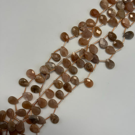 Sunstone Moonstone Faceted Pear Shape Beads - (AAA Quality)