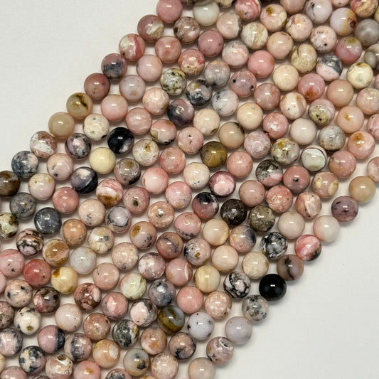 Dendritic Pink Opal Polished Round Beads image 0