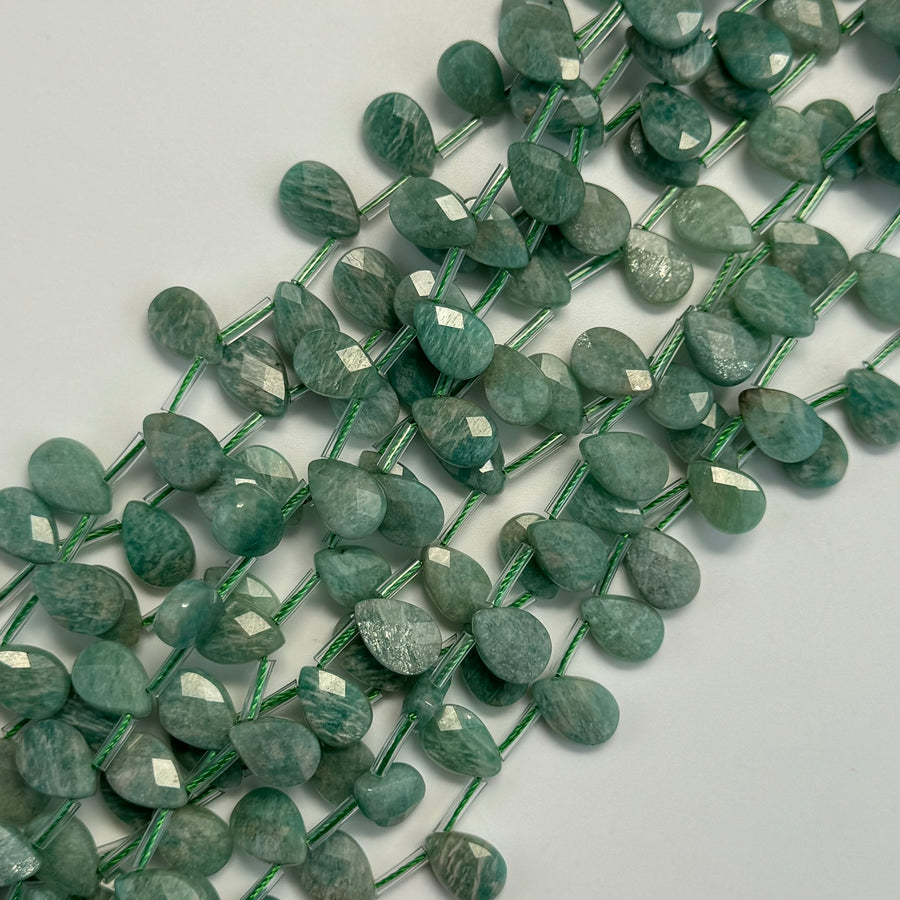 Brazilian Amazonite AAAA Faceted Pear Shape Gemstone Beads image 0