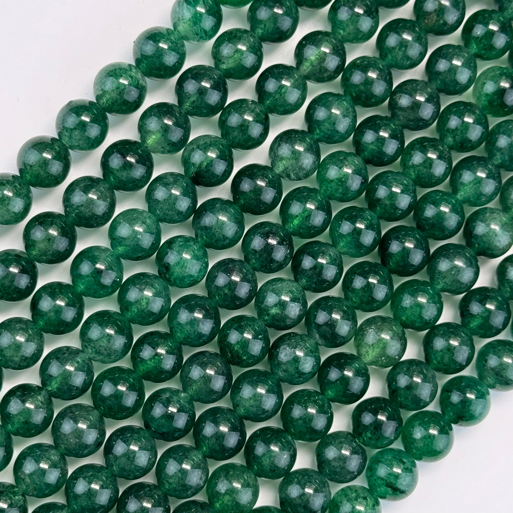 Green Strawberry Quartz Polished Round Beads image 2