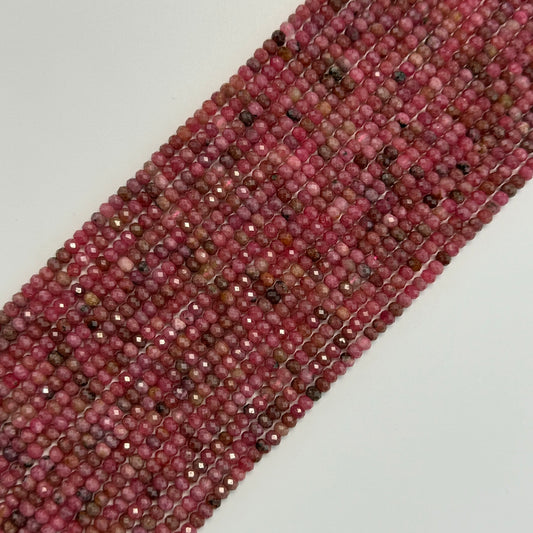 Rhodonite Faceted Rondelle Beads (High Quality)