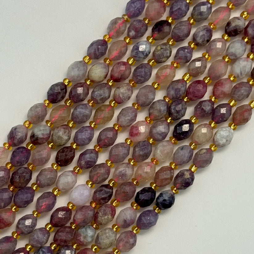 Pink Tourmaline Faceted Barrel Beads 8.6mm - Natural Tourmaline Stones for Jewelry Making