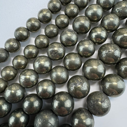 Pyrite | Polished 4-20mm Round Beads image 0